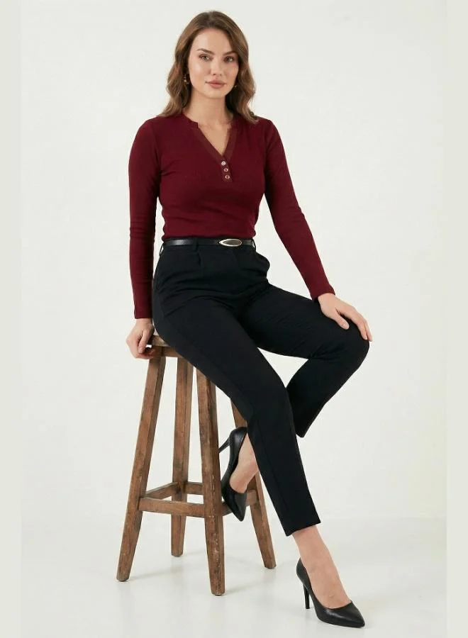 Lela Lela Tapered Fit High Waist Tapered Leg Belted Carrot Trousers Women's Pants 6923854